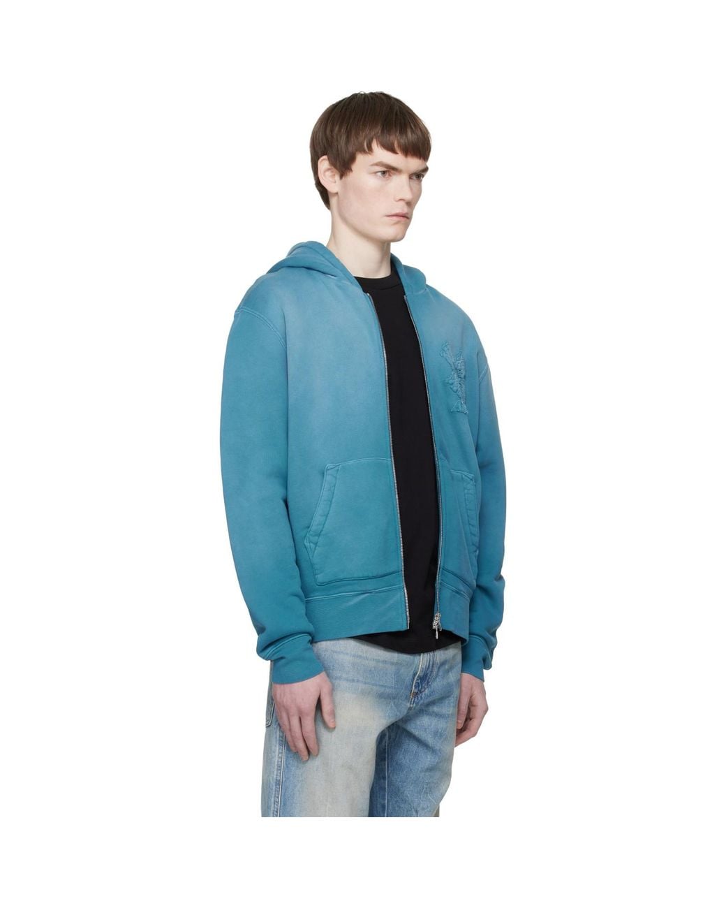 Amiri Blue Ma Quad Zip Hoodie for men