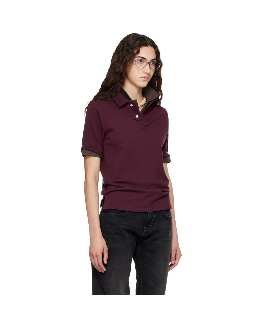 Raimundo Langlois Purple Burgundy Layered Polo