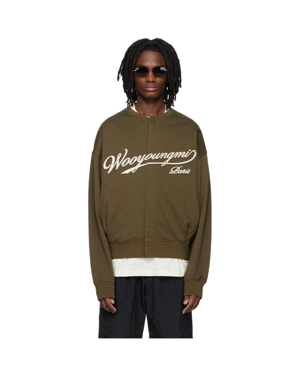 Wooyoungmi Black Khaki Cardigan Sweatshirt for men
