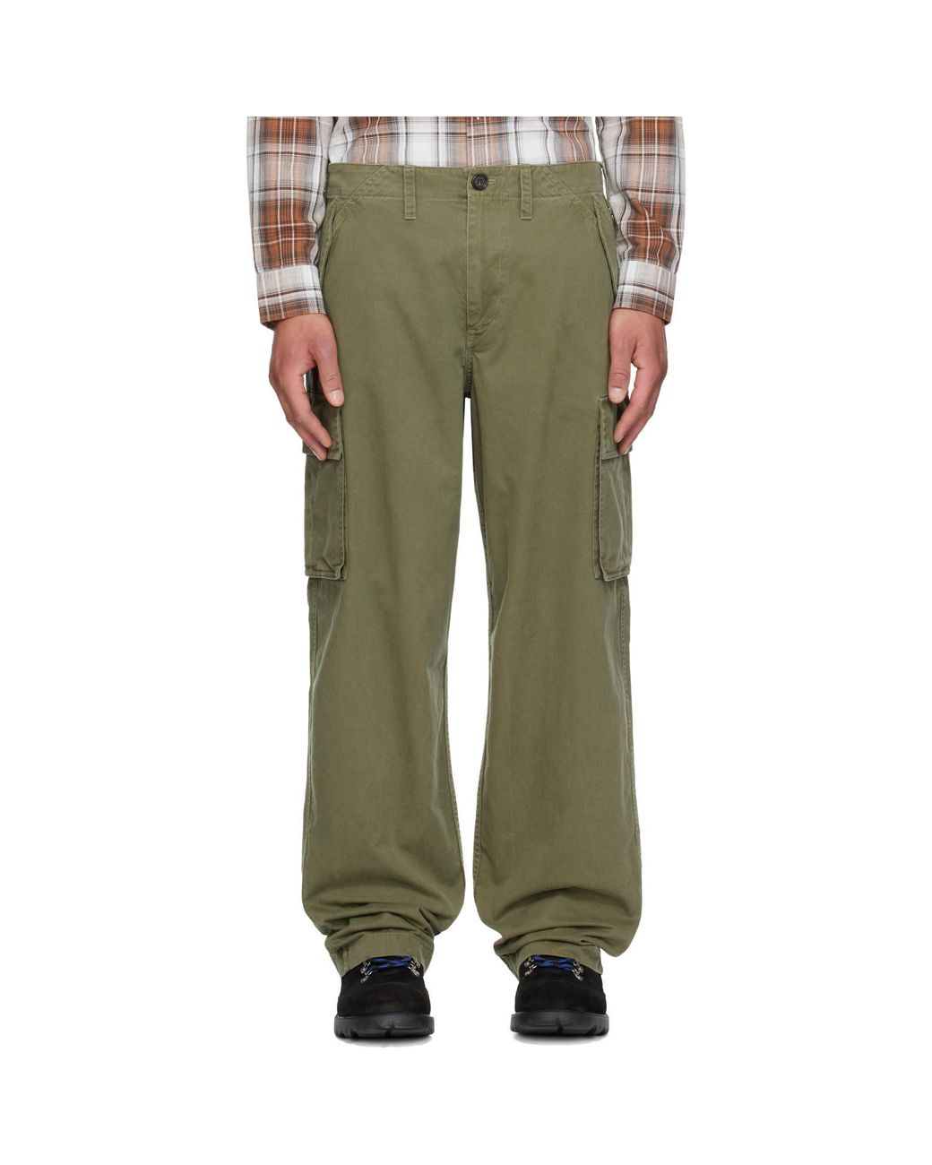 Burberry Green Cotton Cargo Trousers for men