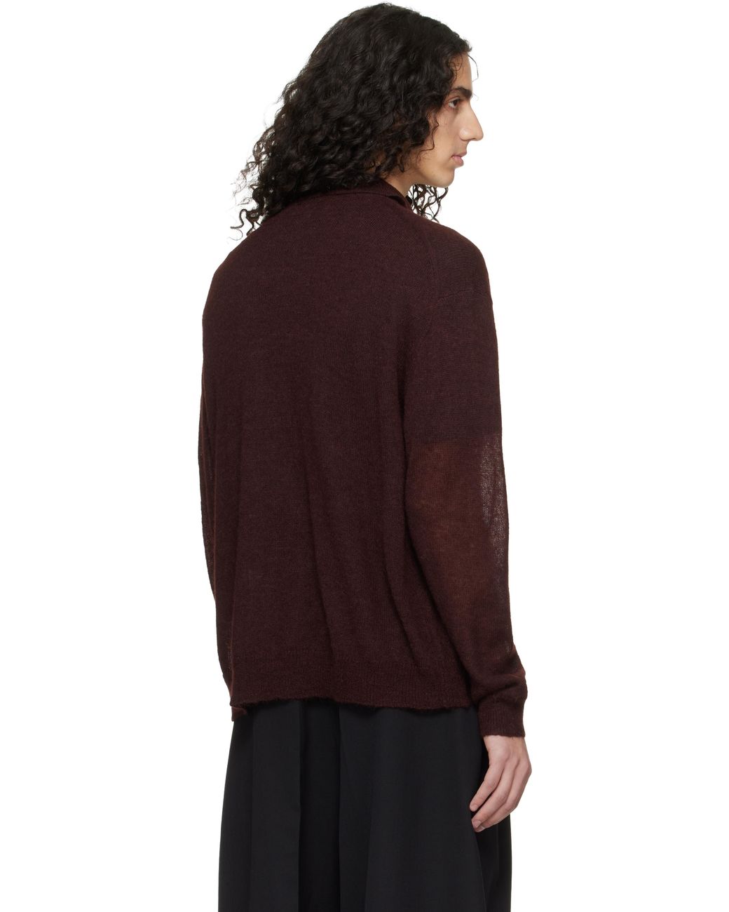 Studio Nicholson Red Burgundy Hamto Kint Cardigan for men