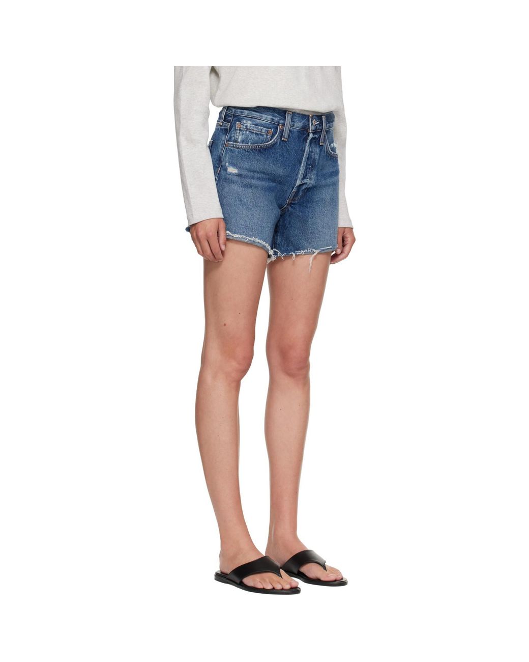 Agolde Blue Parker Long Denim Shorts