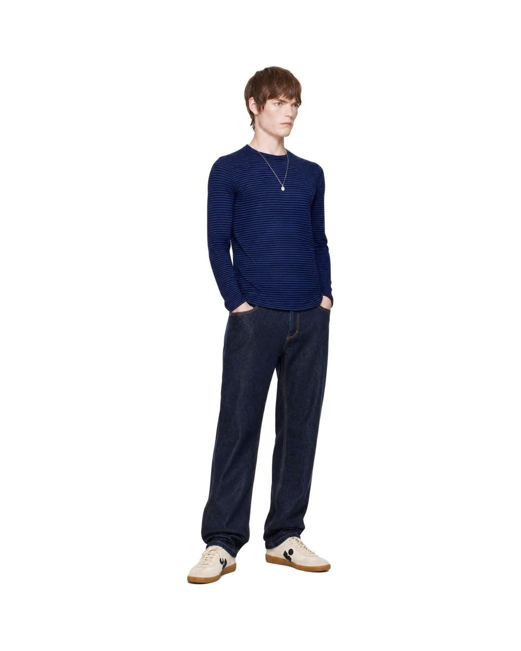Isabel Marant Blue Leighton Linen Long Sleeve T-Shirt for men
