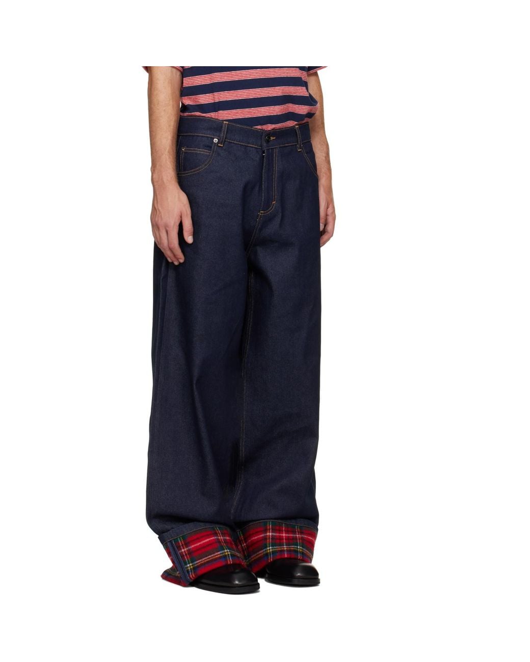 Charles Jeffrey Blue Scarf Wide Leg Jeans for men