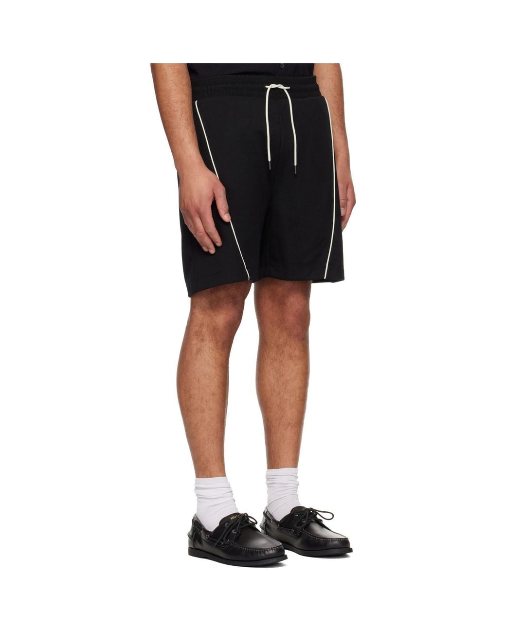 HUGO Black Embroidered Artwork Cotton-Blend Shorts for men