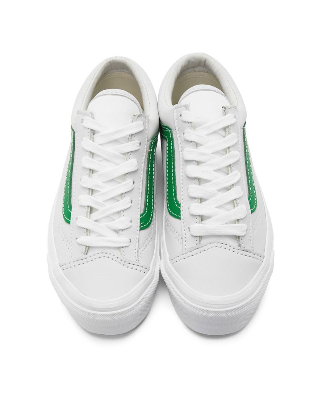 Vans Leather Grey And Green Og Style 36 