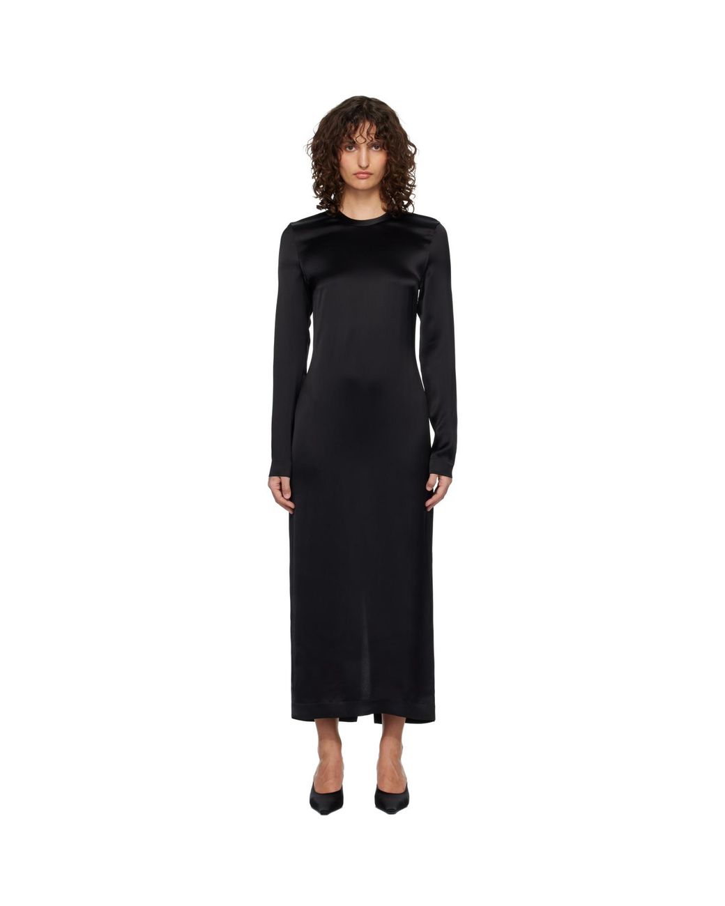 Totême Black Long Satin Maxi Dress