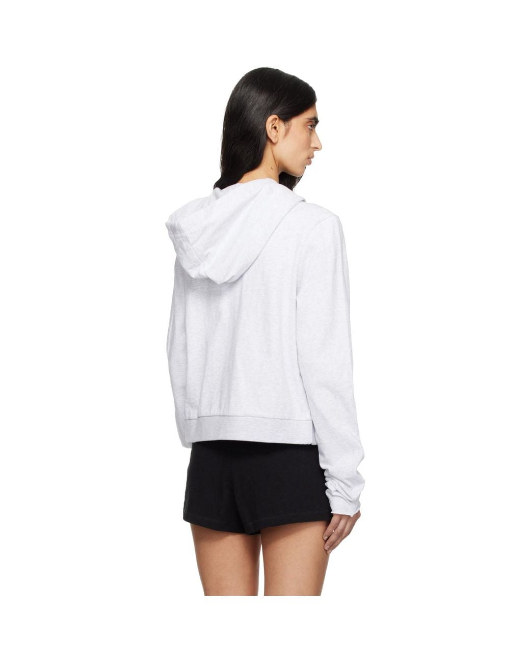 Entire studios White Lightweight Cropped Zip Up Hoodie
