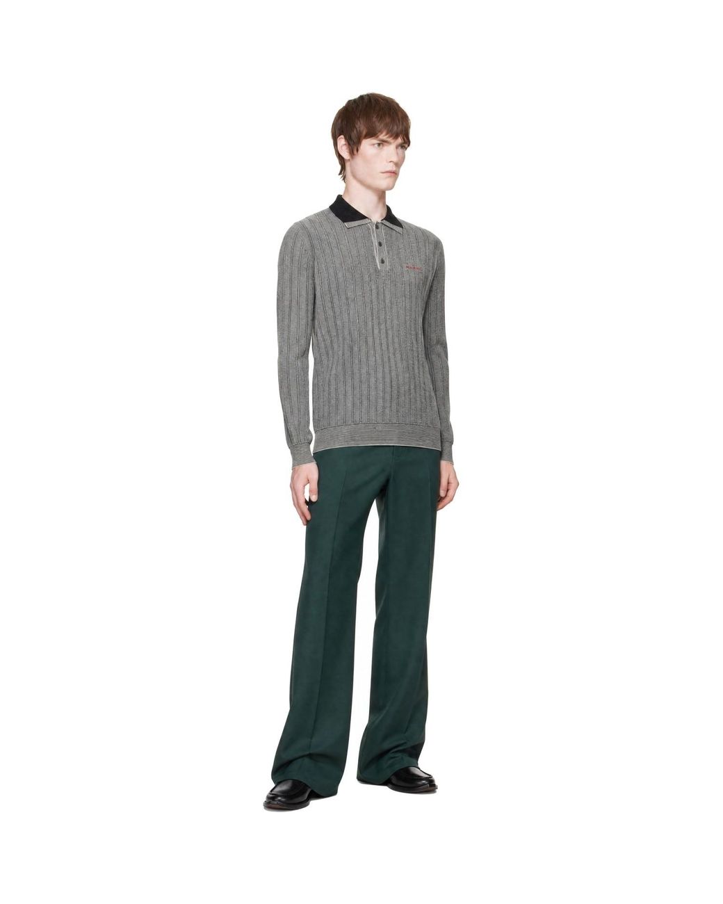 Marni Gray Virgin Wool Polo for men