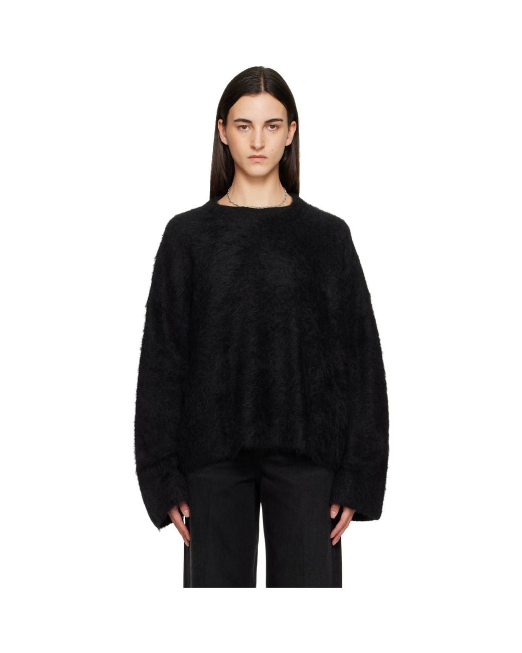 Totême Black Boxy Alpaca Knit Sweater