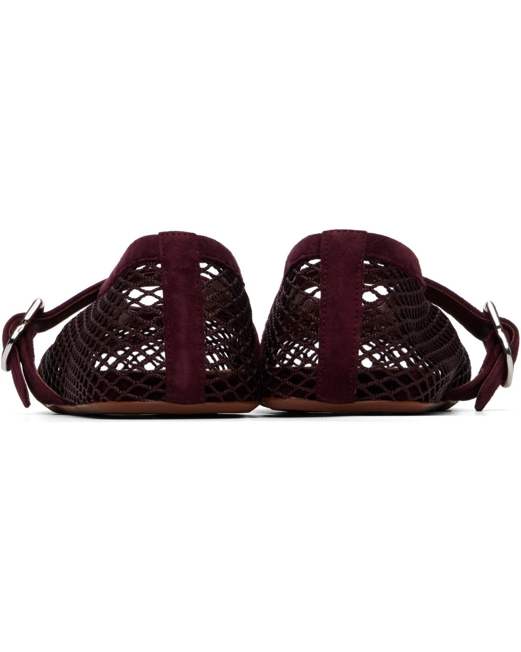 Alaïa Multicolor Burgundy Fishnet Suede Ballerina Flats