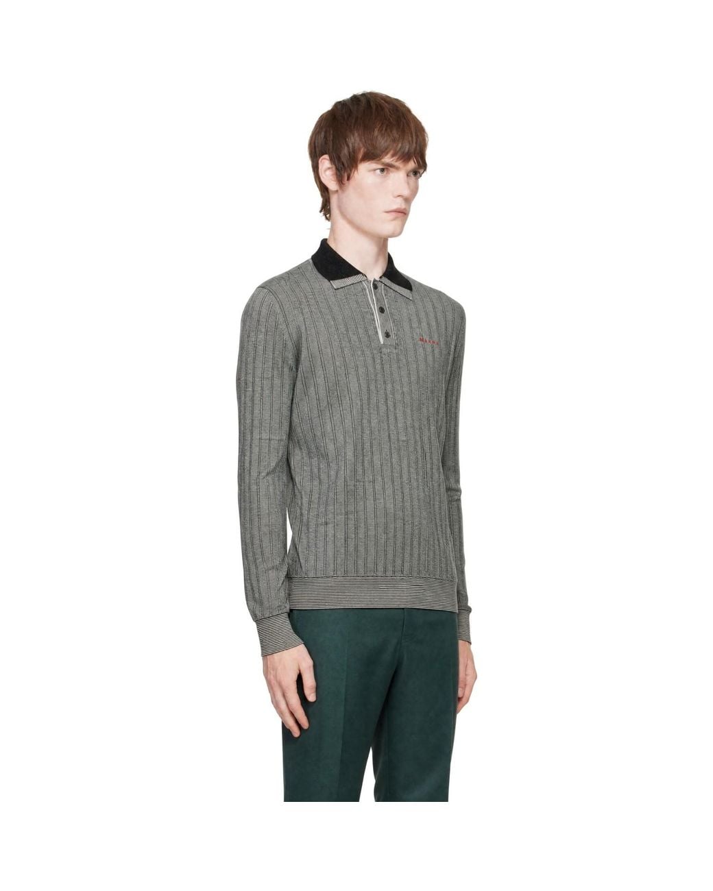Marni Gray Virgin Wool Polo for men