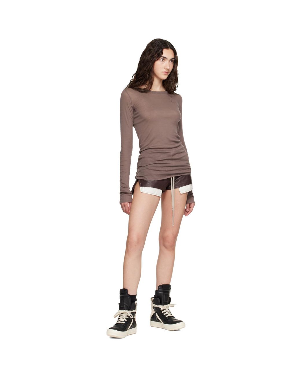 Rick Owens Brown Tower Rib Ls T-Shirt