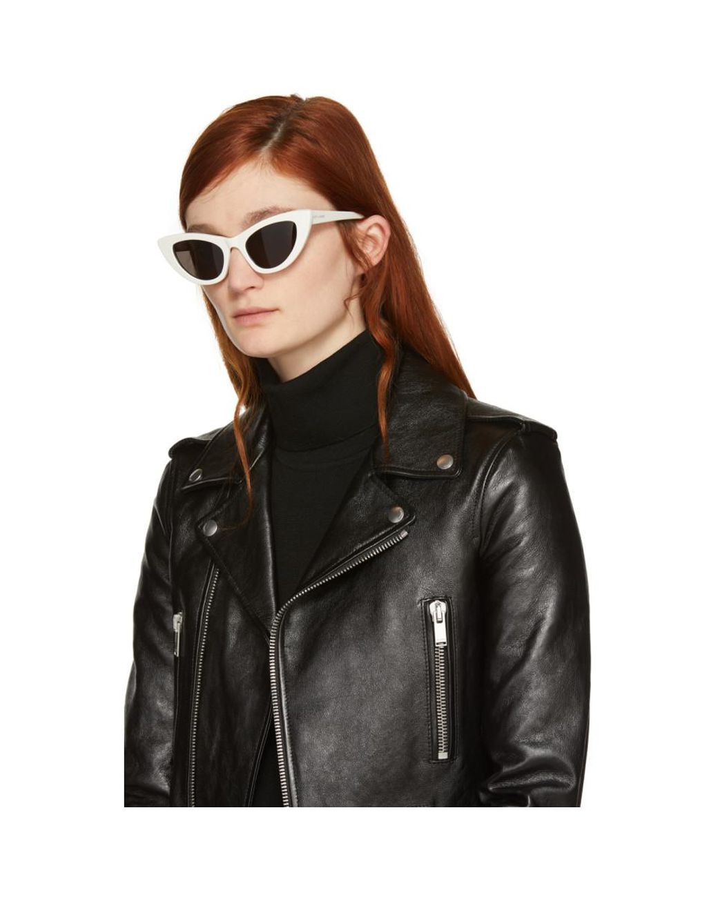 Saint Laurent Lily S Cat Eye Acetate Sunglasses in White