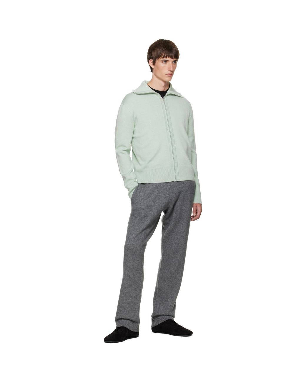 Entire studios Green Knit Zip Up Cardigan for men