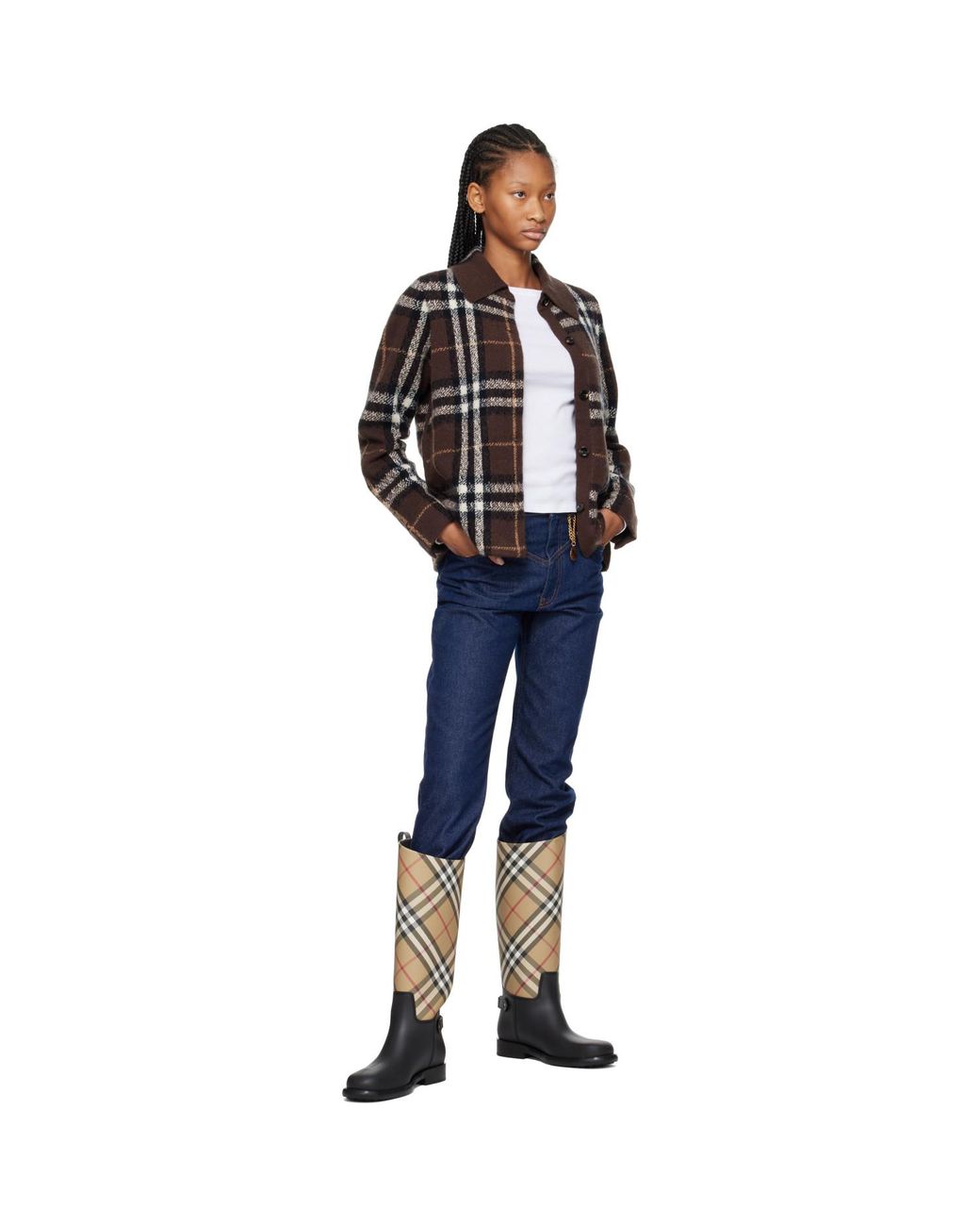 Burberry Black Cashmere Check Cardigan
