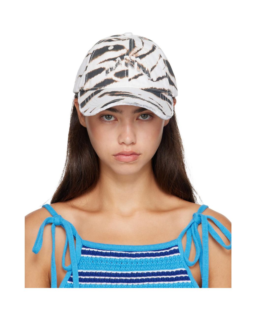 Ganni Blue Off- & Washed Cotton Cap
