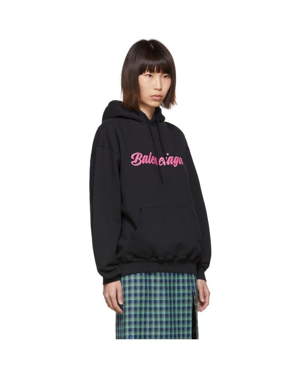 Balenciaga Black And Pink Signature Hoodie | Lyst