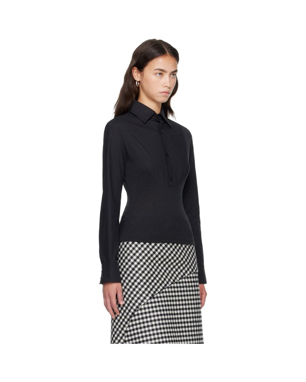 Jean Paul Gaultier Black Bi Material Shirt