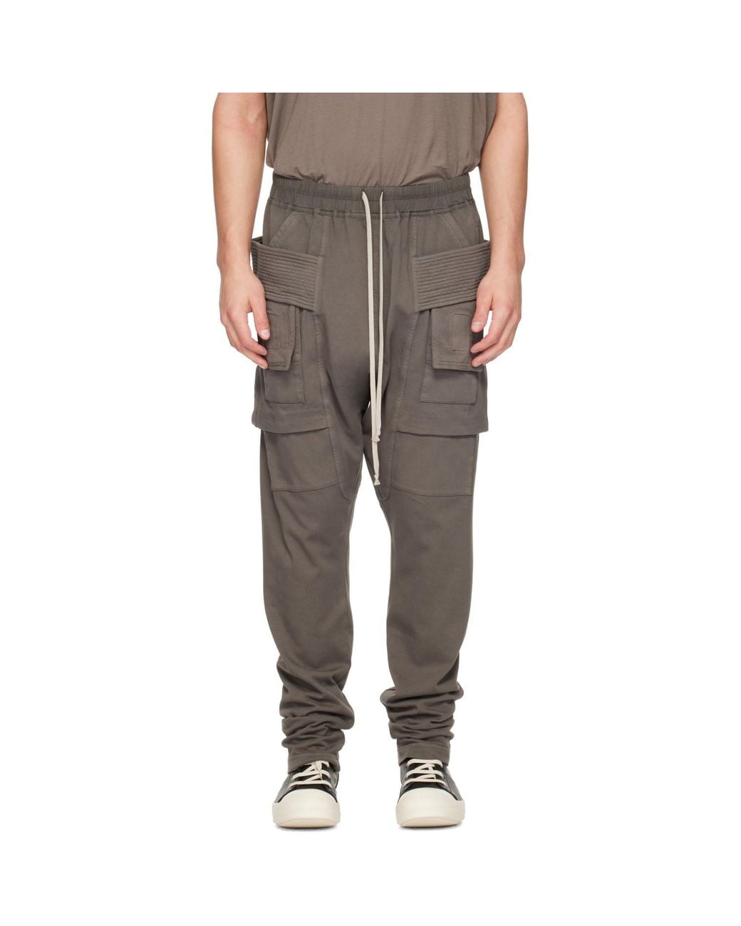 Rick Owens Gray Tower Creatch Drawstring Cargo Pants for men