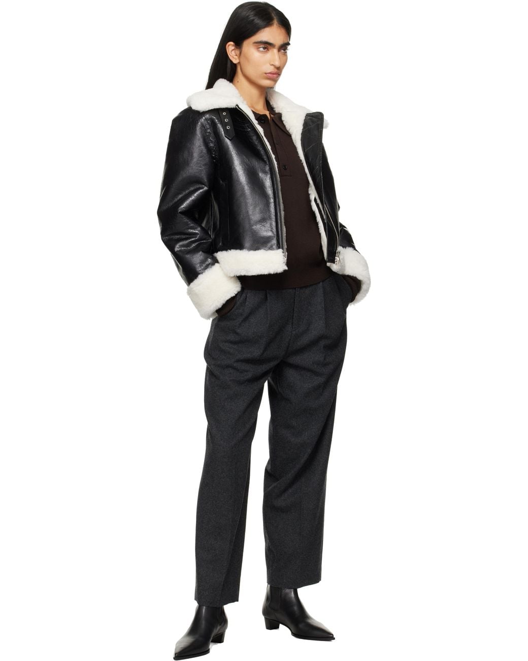 Stand Studio Black Off- Lorelle Faux-shearling Jacket
