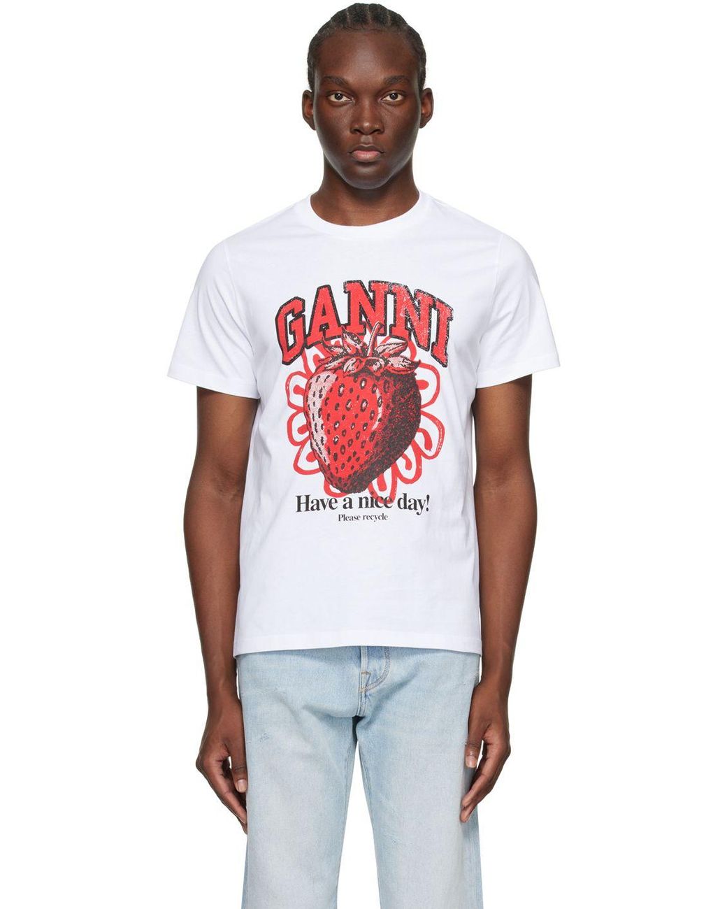 Ganni White Relaxed Strawberry T-shirt for Men | Lyst