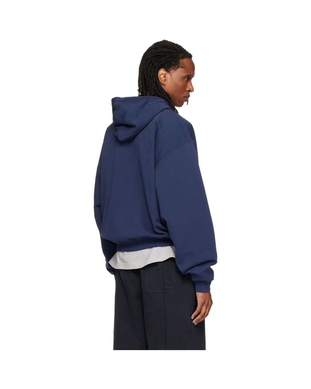Vetements Blue Embroidered Zip Up Hoodie for men