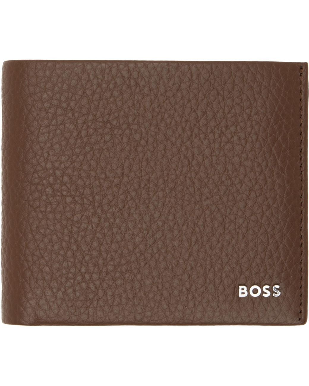 Boss Brown Grained Leather Wallet for men