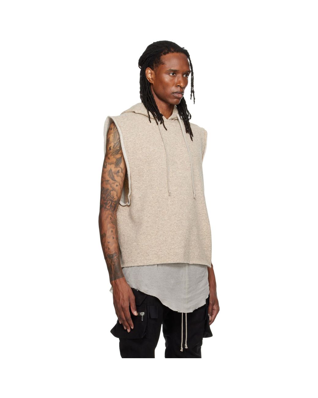 Rick Owens Natural Off- Tower Sl Hoodie for men