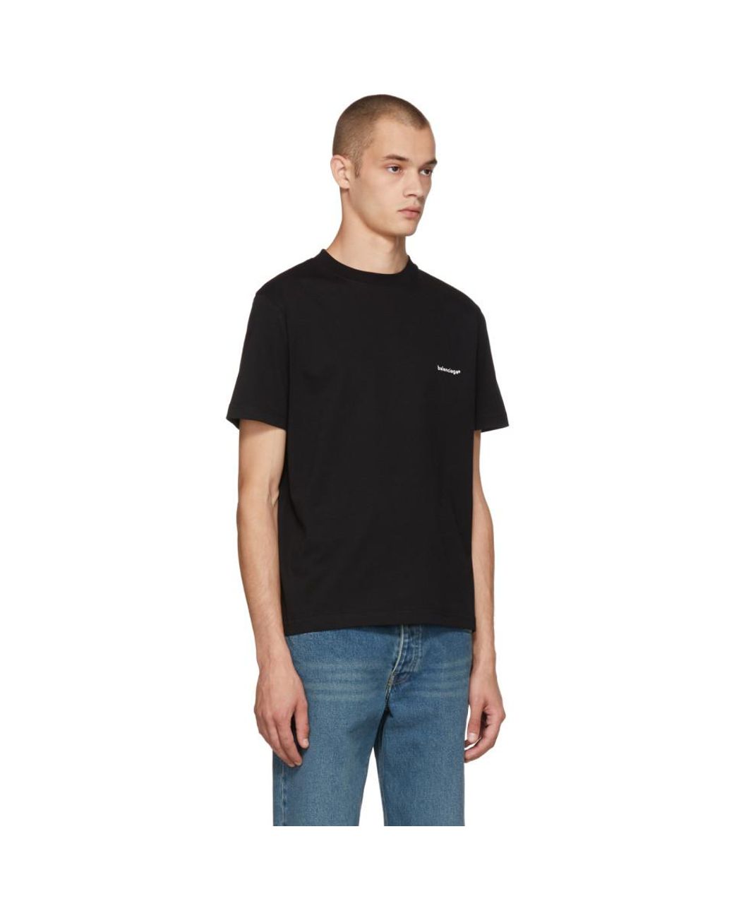 Balenciaga Black Small Logo T-shirt for Men | Lyst