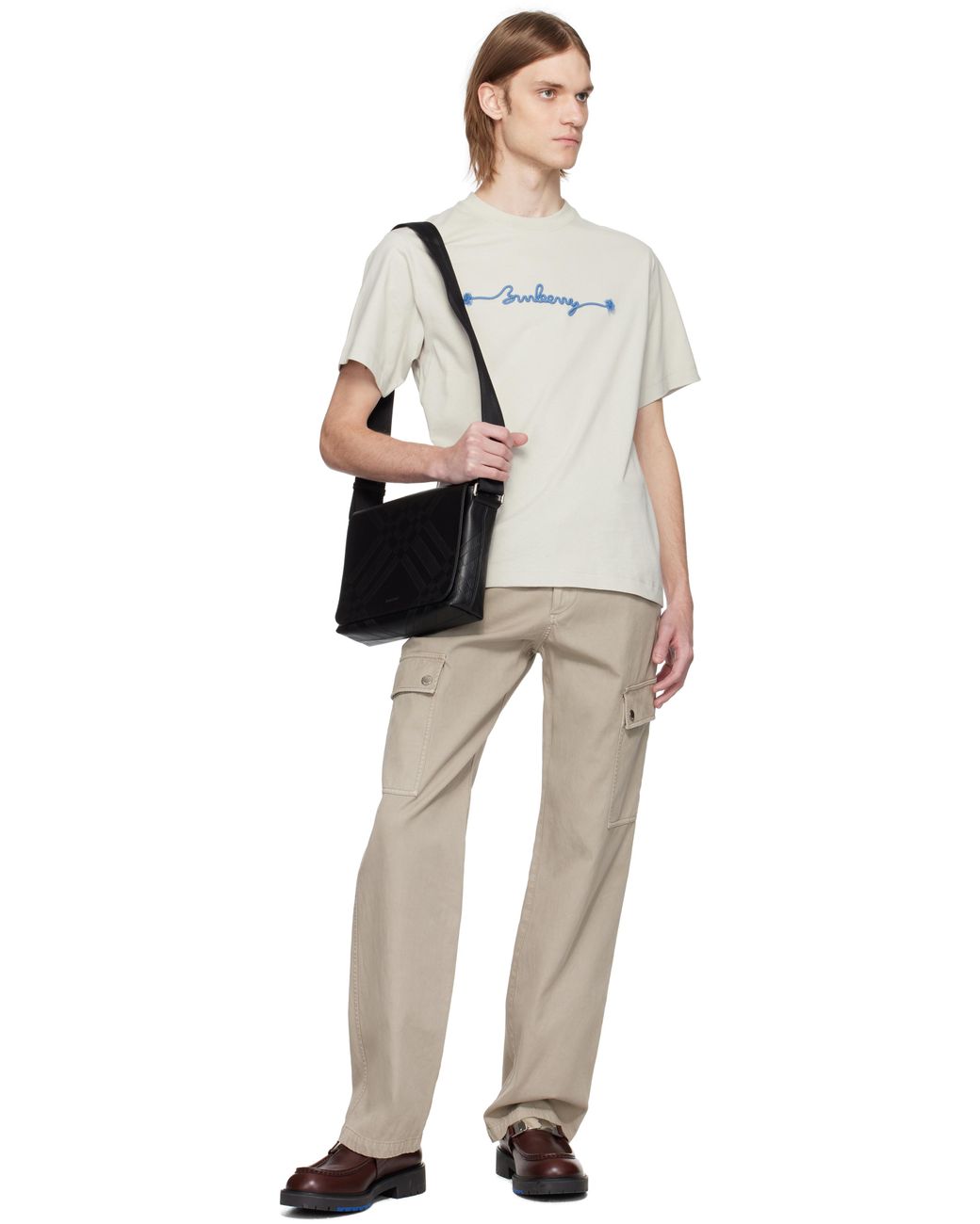 【関税込み】Burberry ベージュ ノットロゴ コットン Tシャツ 関税込み】Burberry ベージュ ノットロゴ コットン Tシャツ
