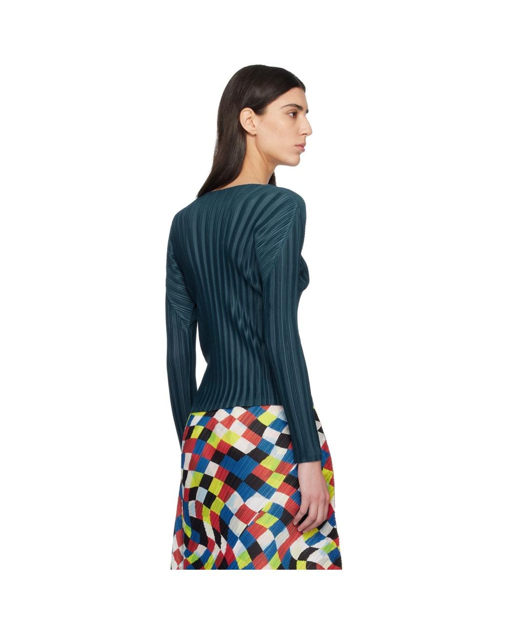 Pleats Please Issey Miyake Blue Rib Pleats November Top