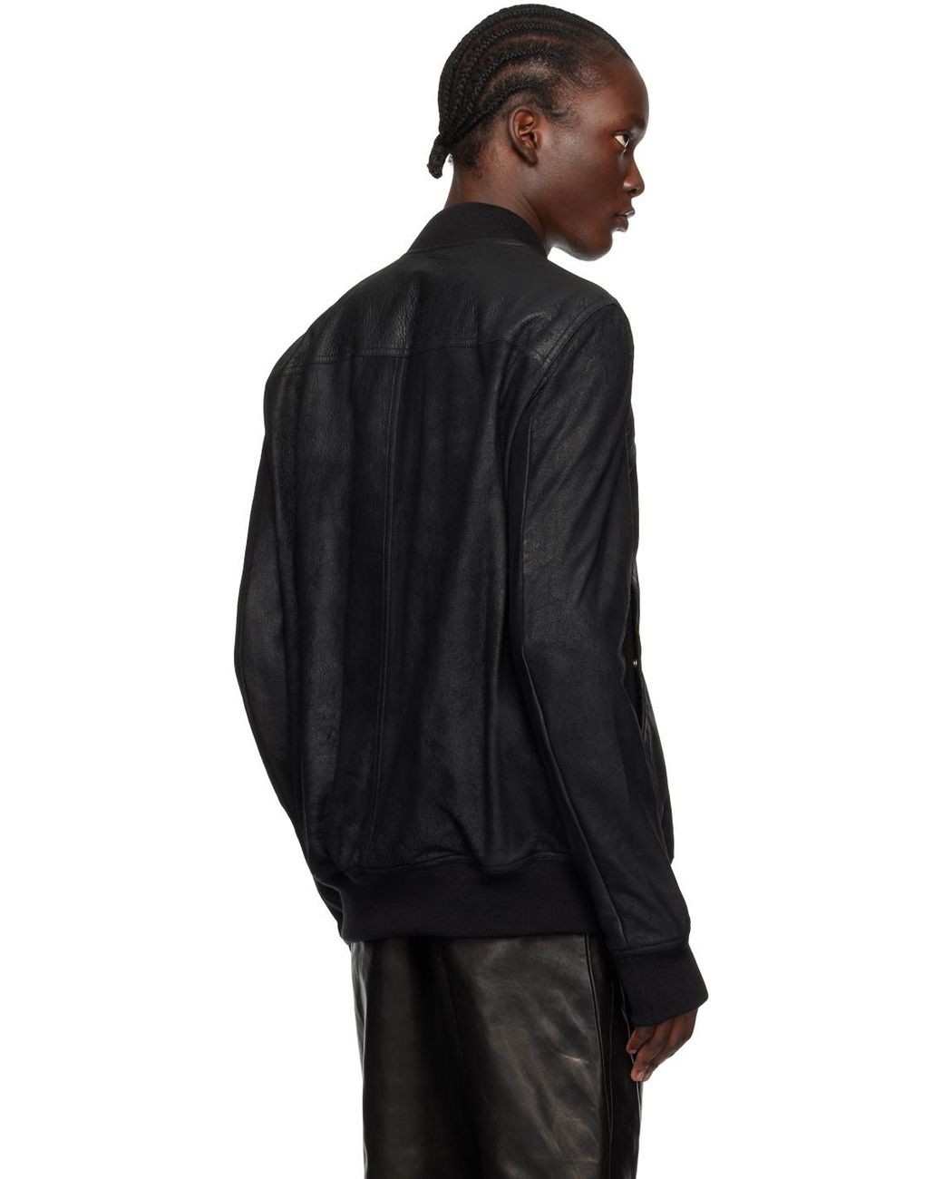 Rick Owens Porterville Classic Flight Leather Jacket in Black for