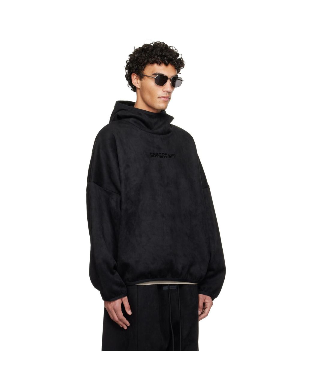 Fear Of God Black Holiday Faux-Suede Fleece Modern Hoodie for men