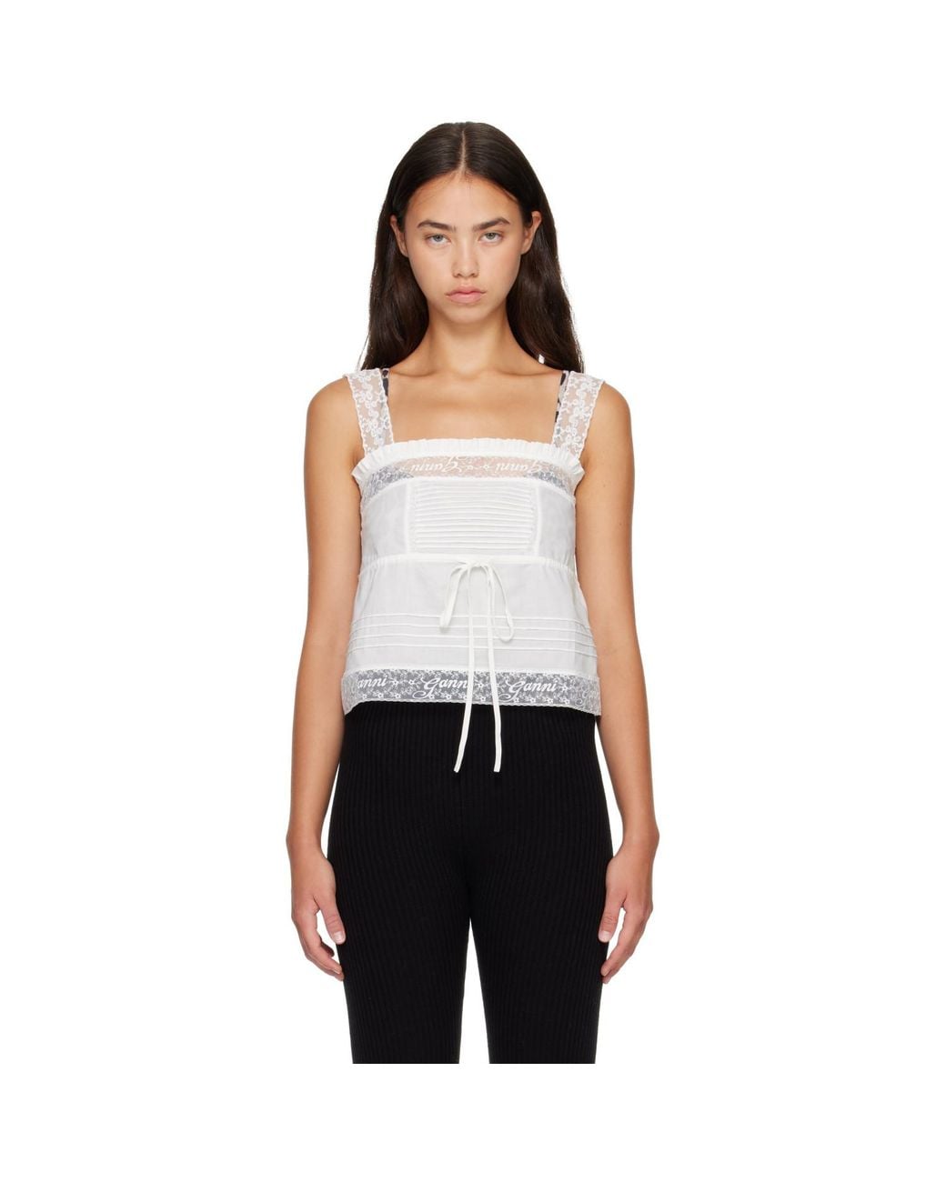 Ganni Black Cotton Top