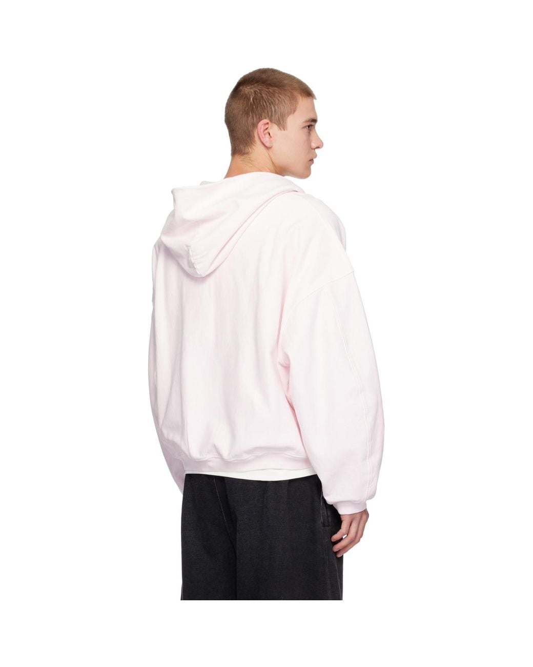 Alexander Wang White Logo Print Oversized Zip-Up Hoodie for men