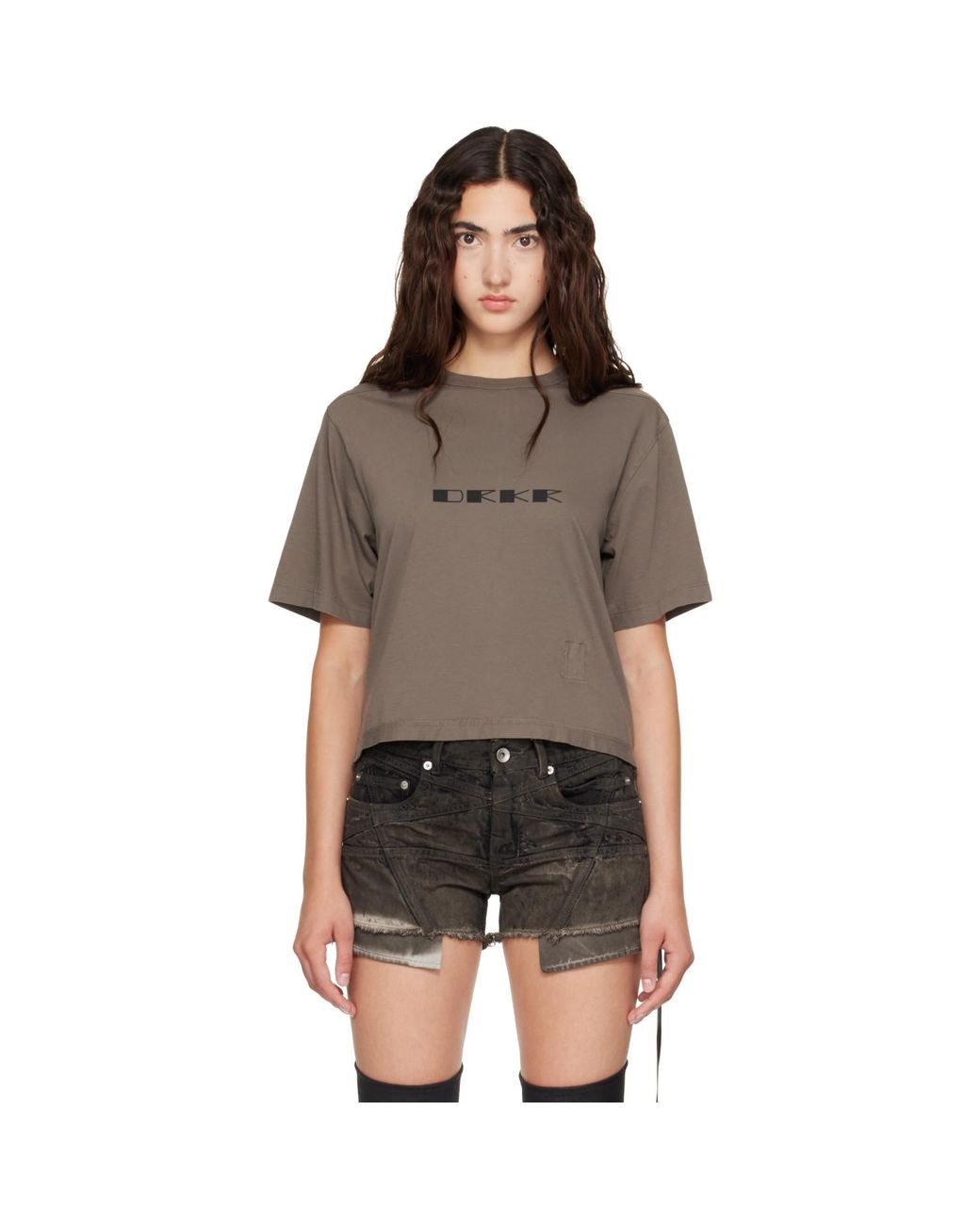 Rick Owens Black Taupe Tower Basic S/S T-Shirt