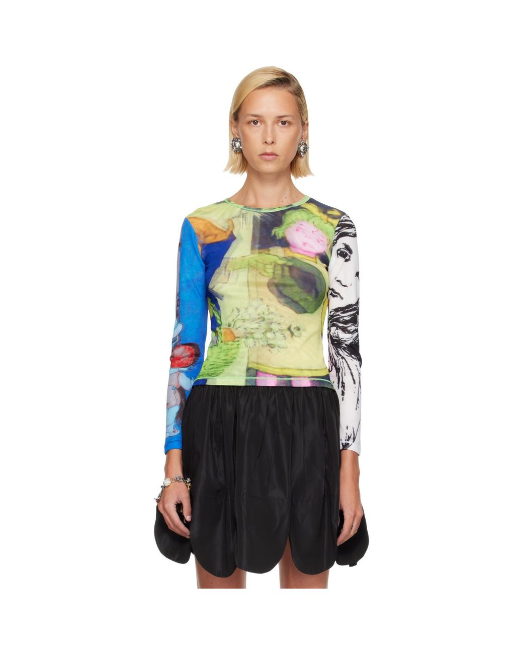 Chopova Lowena Green 'Who's There? Fitted Mesh T-Shirt