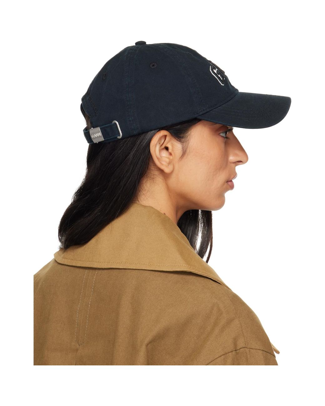 Ganni Blue Washed Cotton Cap