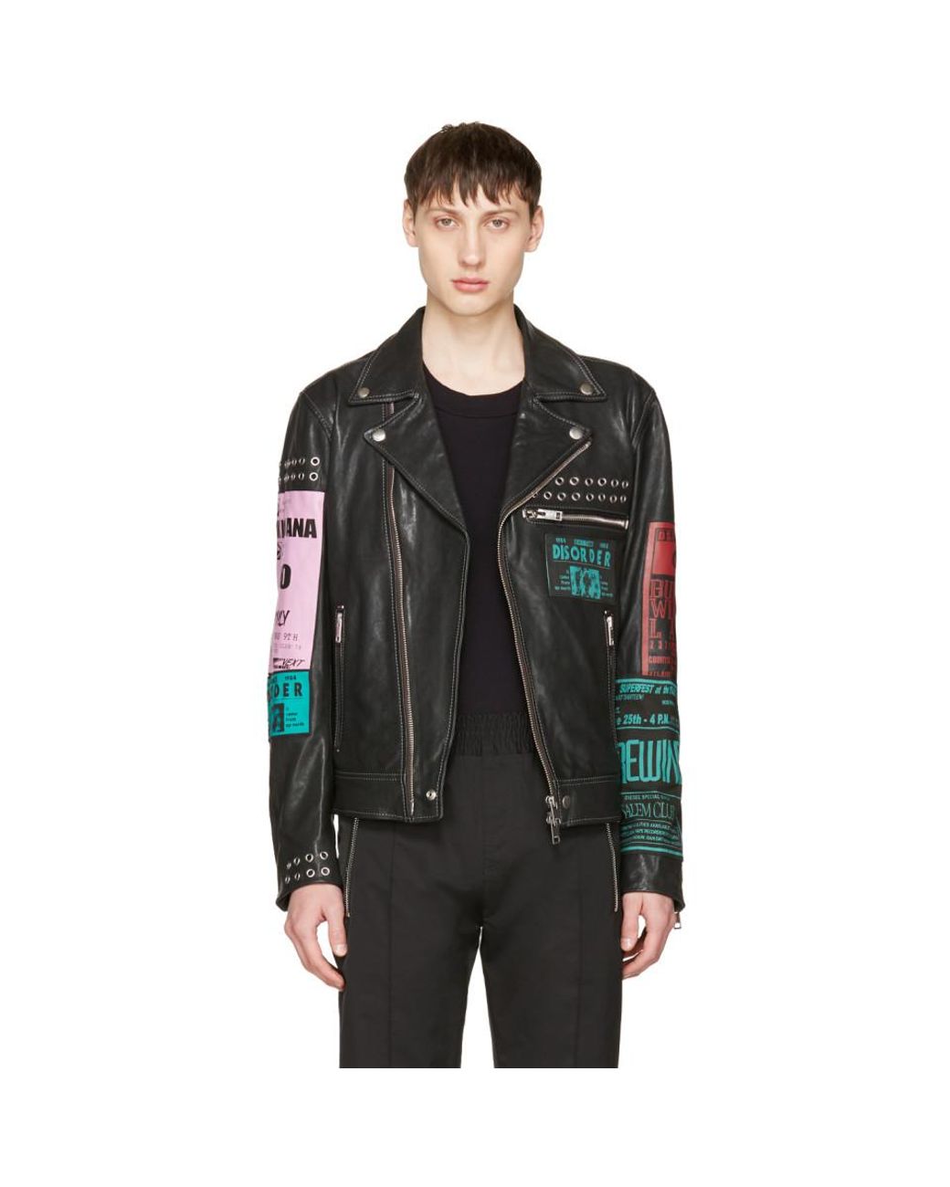 DIESEL Black Leather L-hater-ed Jacket for Men | Lyst