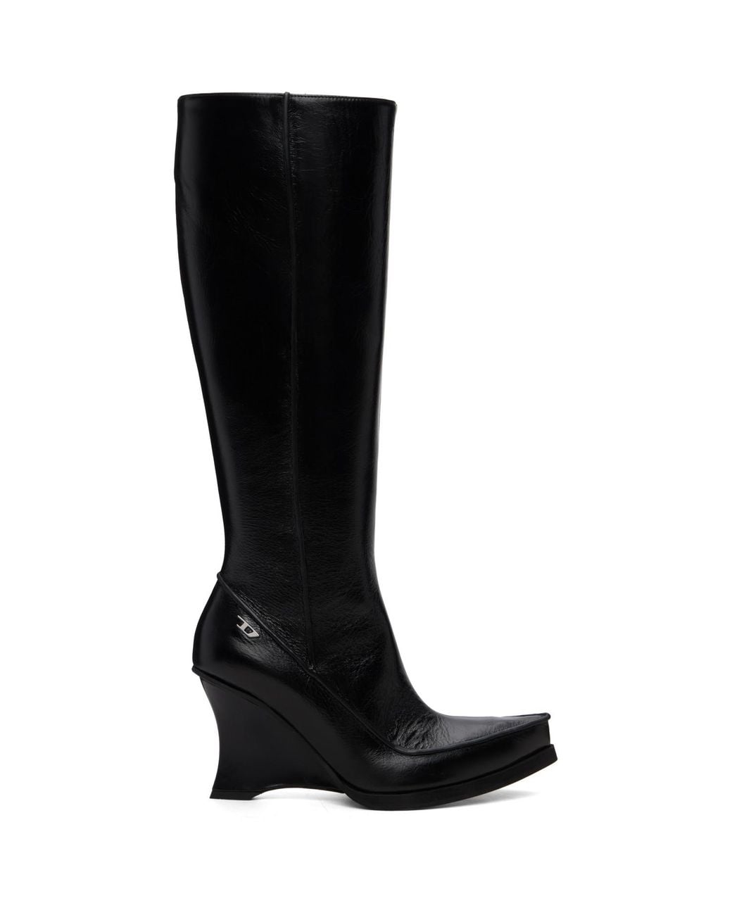 DIESEL Black D-Lucette-Knee-High Leather Boots
