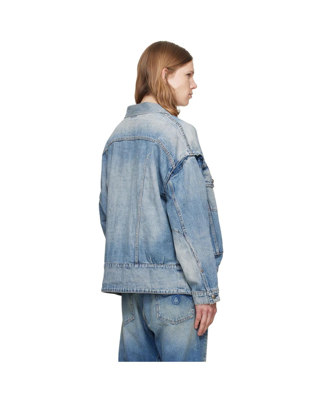 R13 Blue Roxy Moto Denim Jacket for men