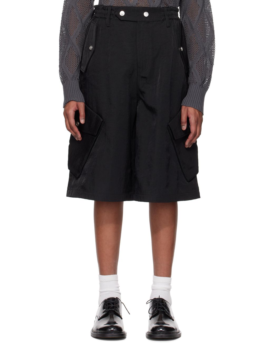 nullus パンツ メンズ NULLUS ブラック 8-Pocket カーゴショートパンツ
