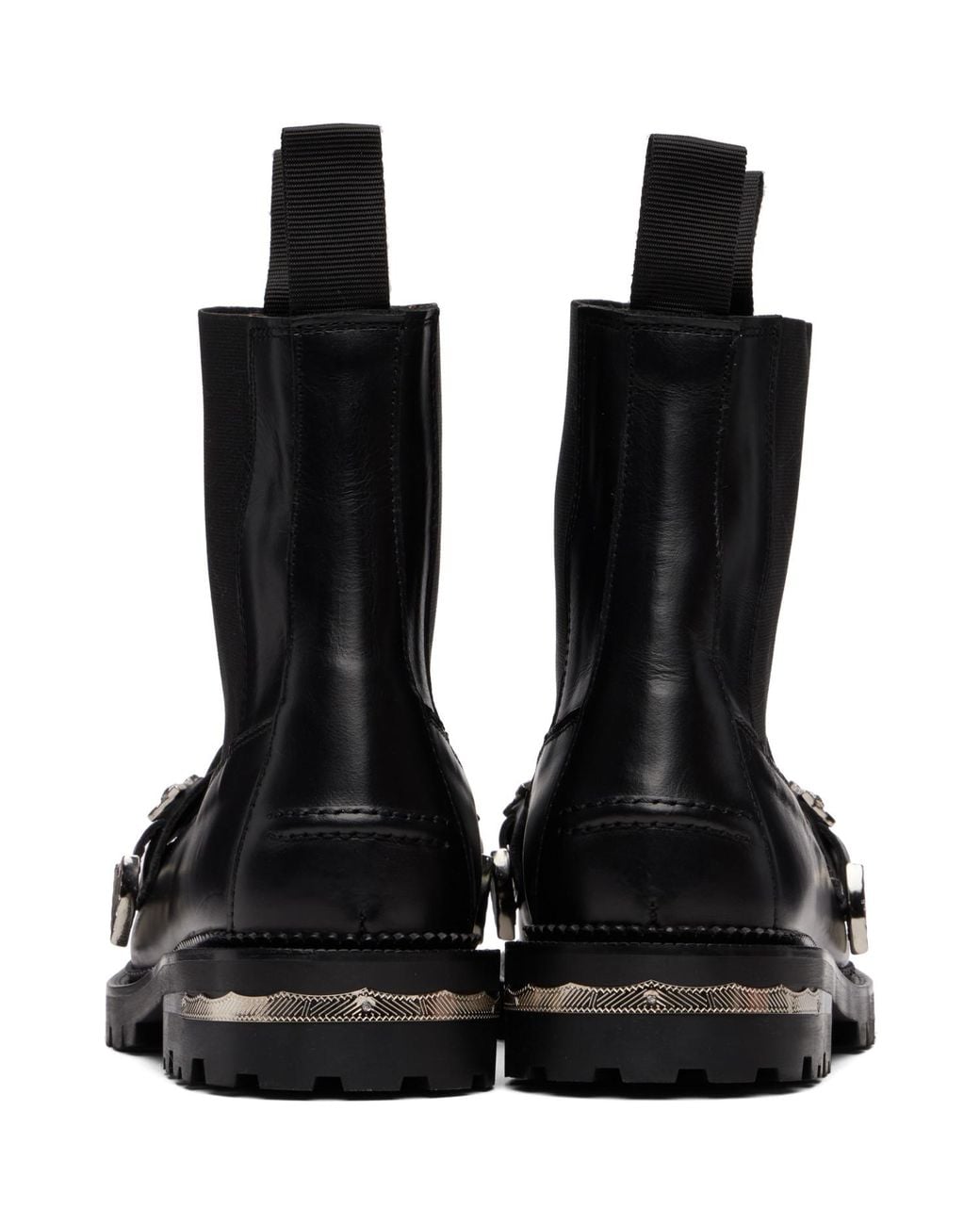 Toga Virilis Black Hard Leather Chelsea Boots for men
