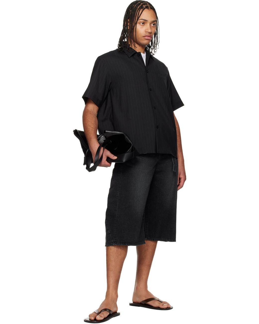 Sacai Black Faded Denim Shorts for men