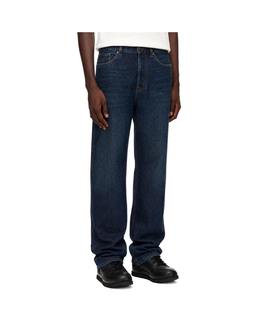 Moncler Blue Straight Leg Denim Jeans for men