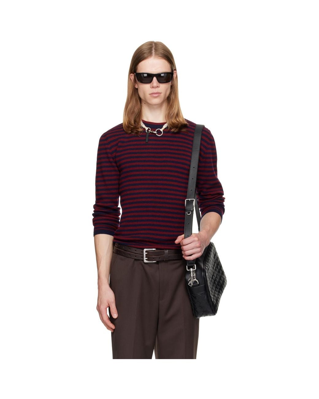 TONYWACK Purple Merino Wool Essential Stripe Sweater for men