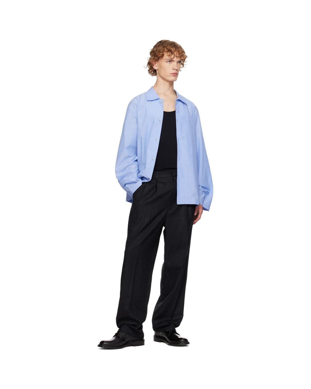 LE17SEPTEMBRE Black Two-Tuck Wool Trousers for men