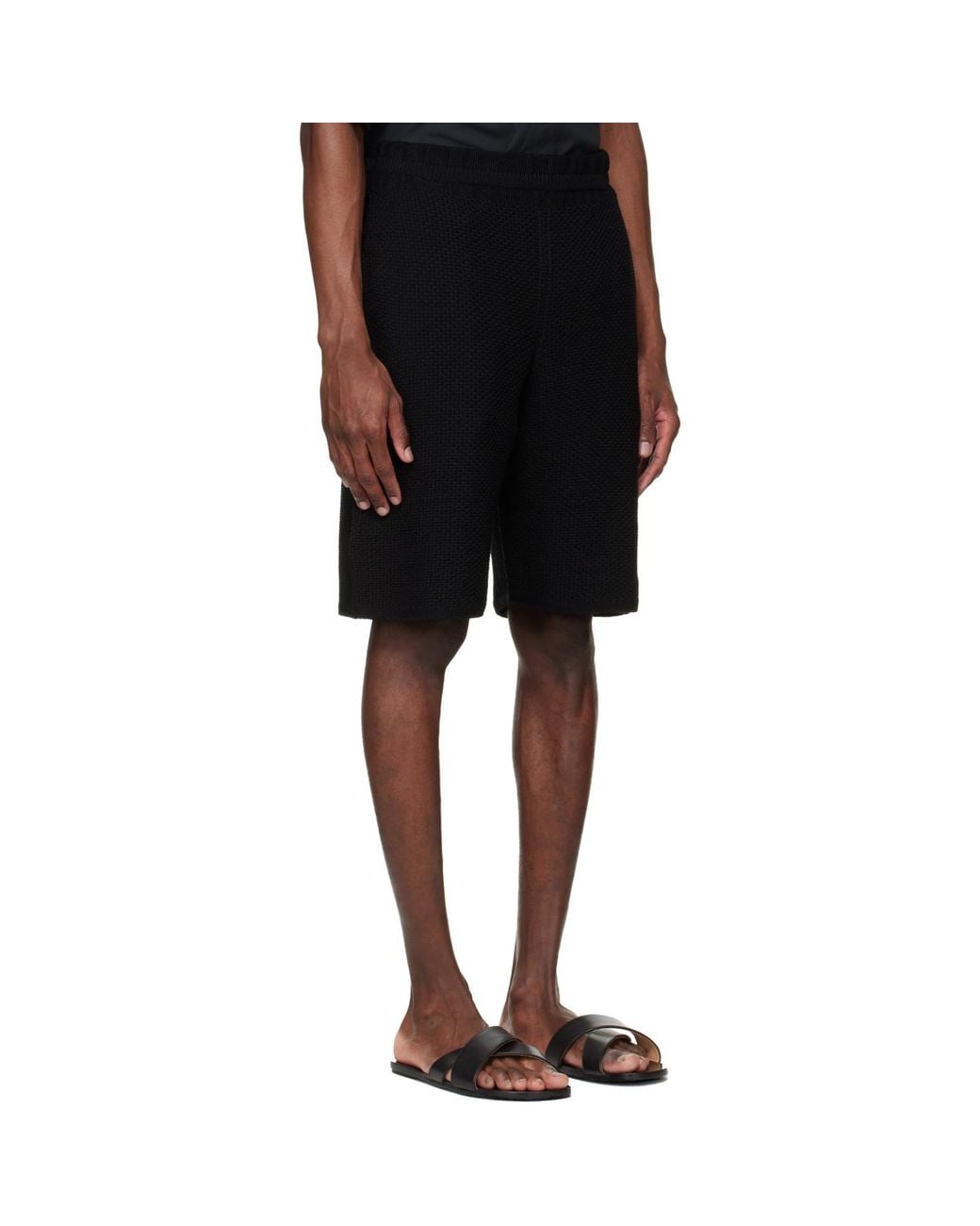 Homme Plissé Issey Miyake Black Rustic Knit Shorts for men