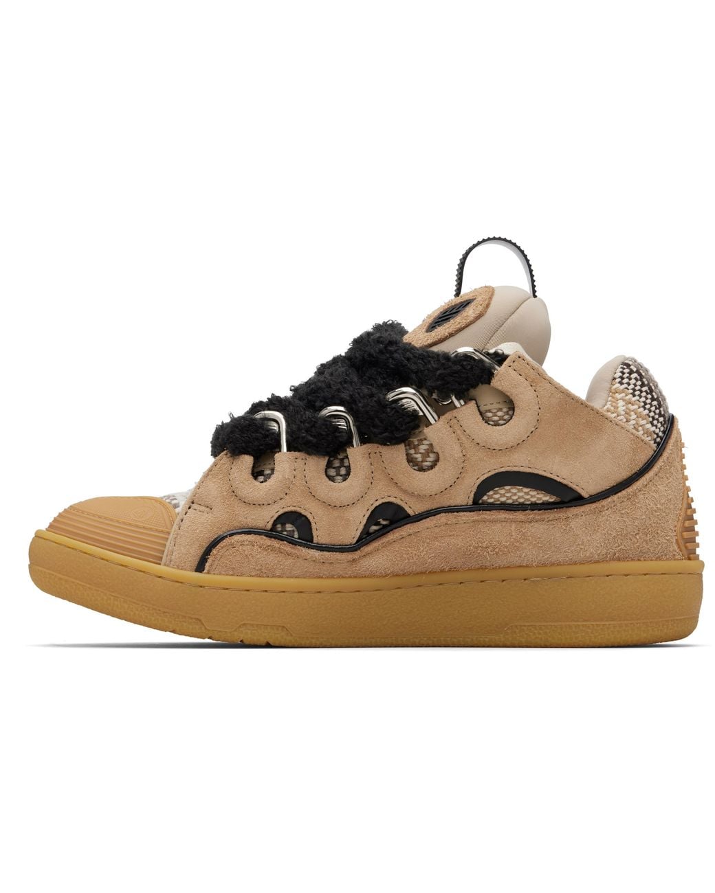 Lanvin Black Curb Suede Sneakers for men